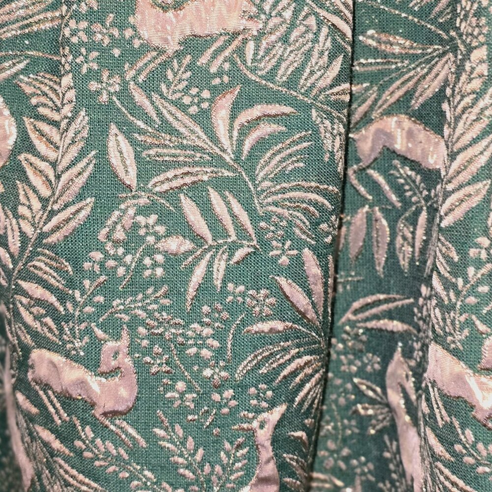 Green and gold A-line dress